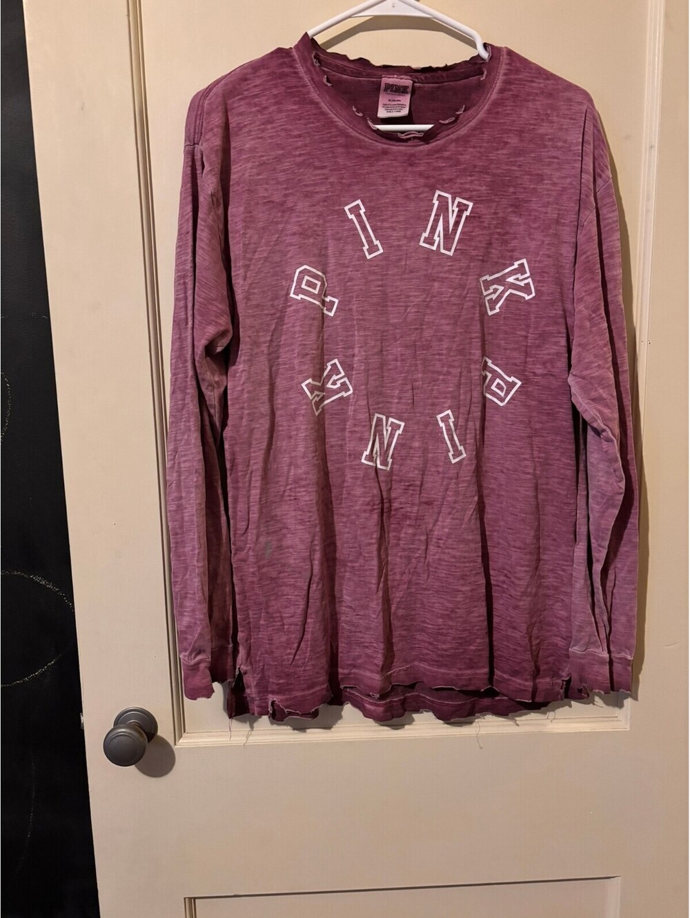 PINK marled burgundy long sleeve graphic tee Medium